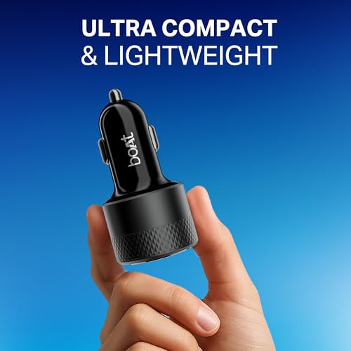 Image of Boat 83W Car Charger, Mobile & Laptop Charging (MacBook & Type C Laptops), Dual Port Fast Charging, 65W Type C PD, 20W USB, compatable with iPhone, Android, iPad, MacBook etc (Carbon Black)