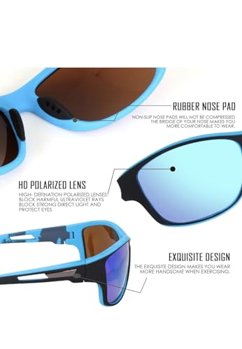 Image of Polarized Sports Sunglasses for Men & Women | UV400 Protection | Lightweight Driving, Fishing, Cycling, Running & Outdoor Sunglasses with TAC Lens