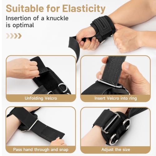Image of MANUEKLEAR 2 Size Gym Lifting Straps with D Rings for Cable Machine