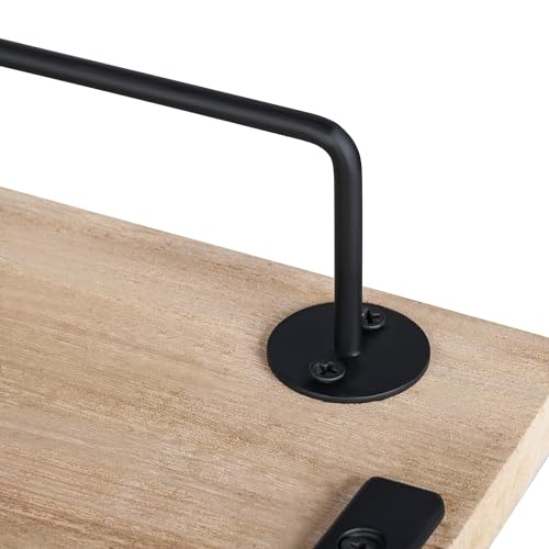 Set de 2 baldas de madera y metal para pared 42cm | Juego de 2 estantes flotantes | Marco de Metal | Tipo industrial moderno | Toallero | Barra toallero | Dormitorio, Cocina, Baño, Sala de Estar - imagen 7