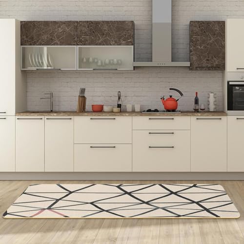 Alfombrillas de cocina antideslizantes VAPOKF con patrón triangular lavable 3