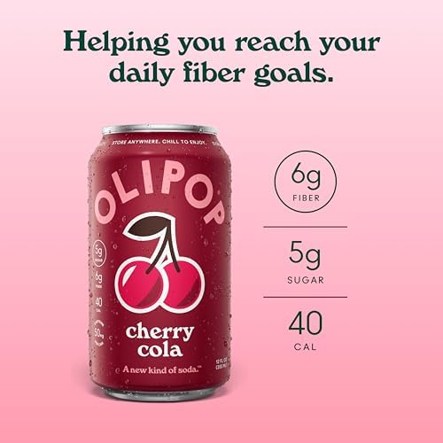OLIPOP 6g Fiber Prebiotic Soda, Cherry Cola, 12 fl oz, 12 Pack — view 3