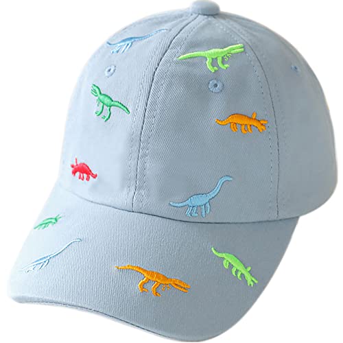 Image of XYIYI Sky Blue Dinosaur Cotton Boys Baseball Hat Toddler Boy Sun Hats Summer Kids Trucker Cap 2-8 Years