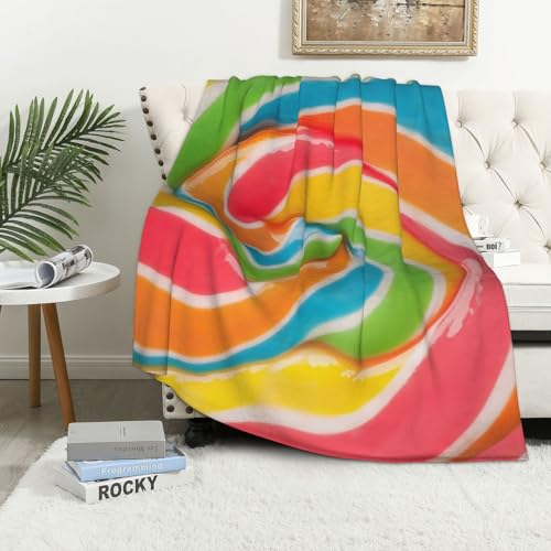 Leartoflife Candy Lollipop Couverture - Couverture alimentaire réaliste sur le thème des bonbons - Couverture amusante pour canapé-lit, cadeau unique pour les amateurs de dents sucrées, couverture