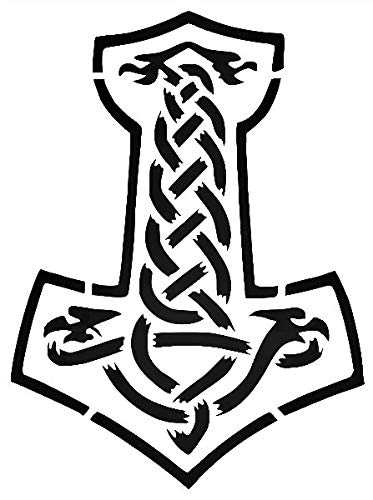 Viking Hammer Mjolnir Reusable Sturdy Stencil Clear Custom Cut Plastic Sheet Template Cutout Sign DIY Supplies for Airbrush Painting Drawing 1-9x12 inch