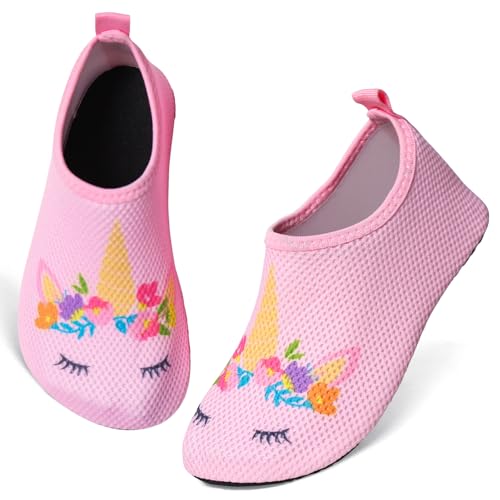 TMEOG - TMEOG Chaussures aquatiques antidérapantes pour enfants - Chaussures de piscine - Séchage rapide - Chaussures pieds nus pour garçons et filles, C Uc Rose, 29/29.5 EU