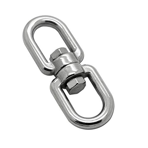 Constrabo® | Drehwirbel Edelstahl AISI 316 V4A (Auge/Auge) M8 | BL 1900 kg, 8 mm | Seilwirbel für Boxsack, Schwenkgrill, Hängesessel, Blumentopf | Kettenwirbel, Wirbel-Schäkel, Swivel. Doppelwirbel