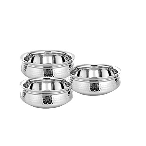 Buy Stainless steel Serving Handi/Serveware set of 3 pcs small, medium and large with dimension