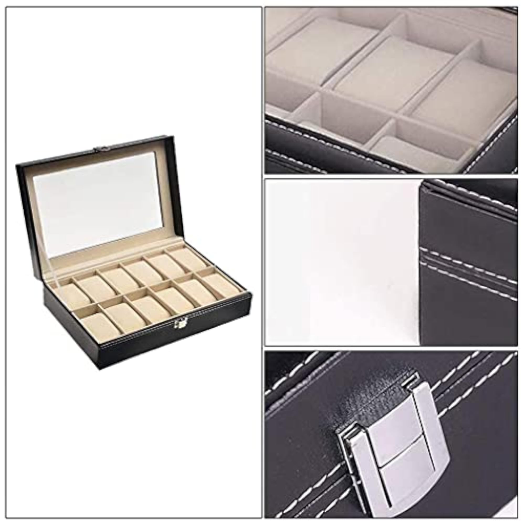 Watch Box Display Case Jewelry Organizer with Glass Top