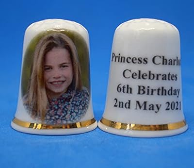 China Collectible Thimble - Princess Charlotte 6th Birthday - with Gift Box