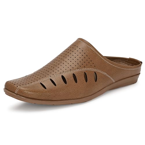 Image of Centrino Men's Casual Slip-On Sandals |Comfortable Back-Open Relaxed Fit Mule|Slip-On Half Shoe with Cushioned Insole for Office,Casual,Home,Outdoor,Driving,Summer Everyday Comfort(8107)
