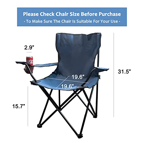 Metakit Camping Chair Portable Folding Camp Chair For Outdoor Beach Fishing Picnic Sports Chair With Cup Holder (Dark Blue) #TOP1