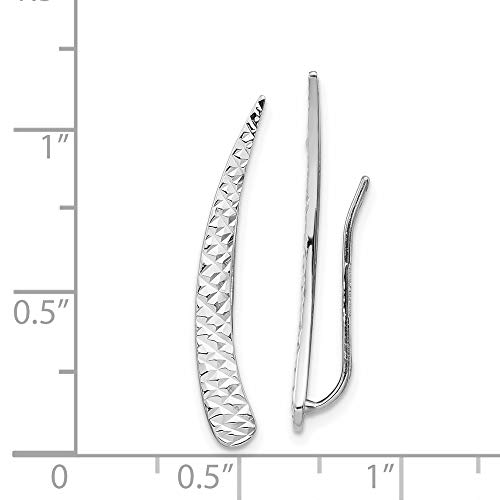 14K White Gold Polished and Textured Ear Climber Earrings2
