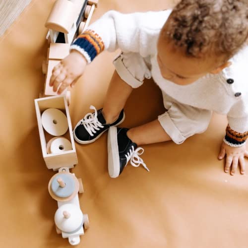 Piper Finn Low Top Sneakers Unisex Girls & Boys Sneakers Baby & Toddler Shoes Lace Up Boys & Girls Sneakers Shoes For Kids Nonskid Rubber Soles, Top Grain Leather & Cotton Laces Black #TOP4