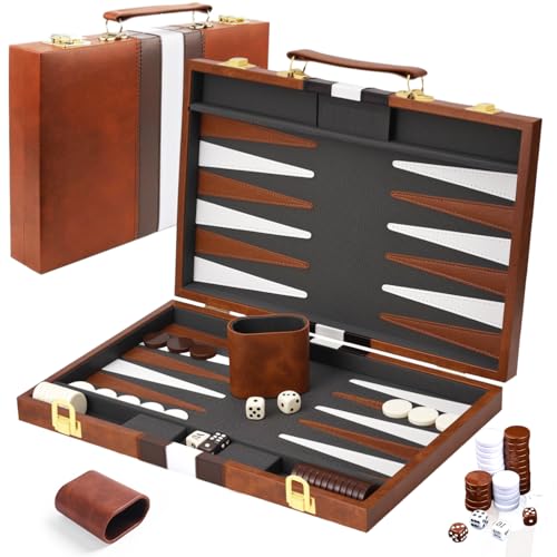 Set da viaggio da backgamon: la valigetta backgammon misura 48 cm × 4,6 cm × 38 cm, compatta e non occupa molto spazio. E con il design portatile per il trasporto, è facile da trasportare con voi, che si tratti di una riunione di famiglia, di un viaggio di un amico o di un lungo viaggio.