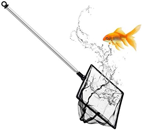 Grepol-V Aquarium Fish Net, 6 Inch Fine Mesh Fish Tank with Extendable 9-24 inch Long Handle
