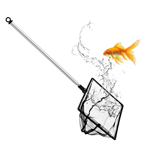 Image of Aquarium Fish Net, 6 Inch Fine Mesh Fish Tank with Extendable 9-24 inch Long Handle