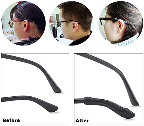 4 Pairs Eyeglasses Temple Tips Sleeve Retainer, Soft Silicone Anti-Slip Elastic Comfort Glasses Retainers, for Spectacle Sunglasses Reading Glasses Eyewear (Random Color) (Black,Clear,Grey,Brown)