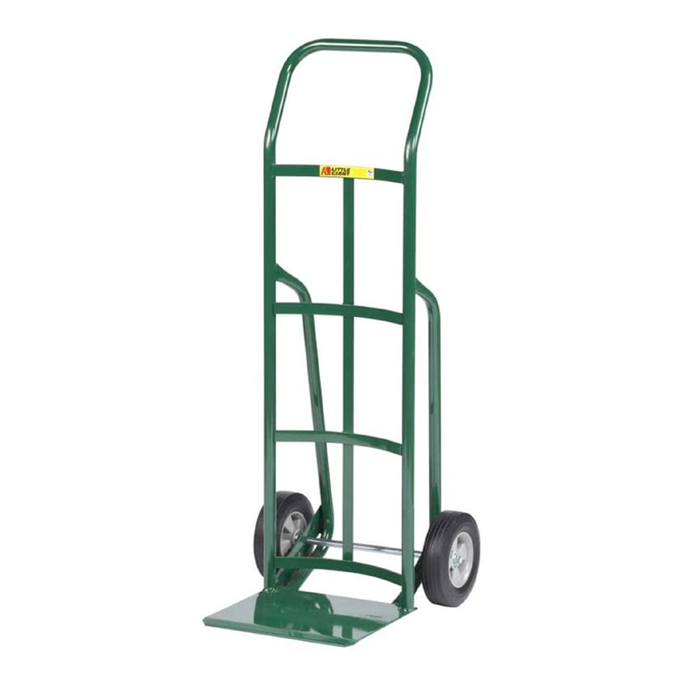 Little Giant T-200 14 Gauge Tubular Steel 12" Deep Reinforced Nose Plate Hand Truck with Continuous Handle, Pneumatic Wheels, Green, 800 lbs Load Capacity, 47" Height x 21" Width x 22" Depth