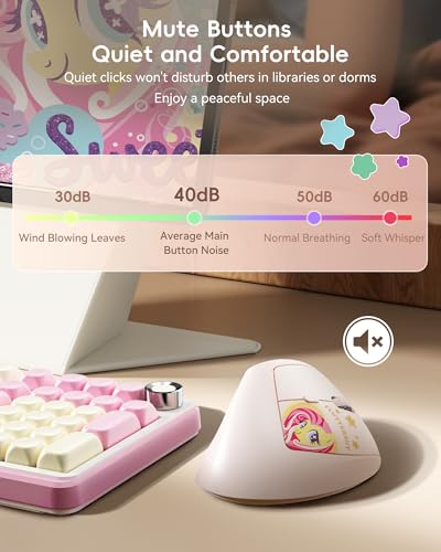 Image of My Little Pony Ergonomic Vertical Mouse, VM01 Dual-Mode (2.4GHz /Bluetooth) Wireless Silent Mouse with LED Battery Indicator, 6 Buttons Silent Clicking Mouse for Wrist Comfort, PC, Laptop, Mac(Cream)