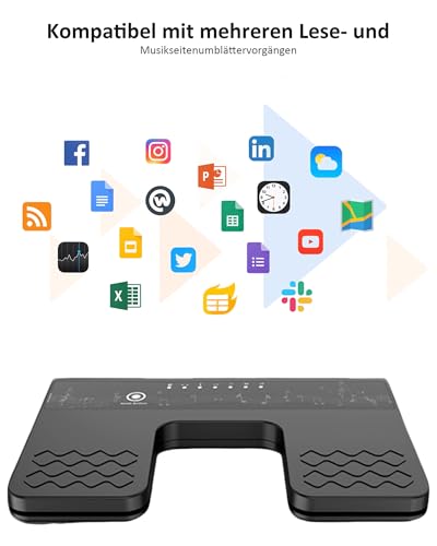 Bluetooth Page Turner Pedal: Bluetooth Fußschalter 6 Modi für Tablets Smartphones Wiederaufladbar Lautlos für Musiker Pianist zu Instrumente Spielen oder Prompten (ABS)