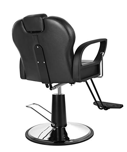 Eastmagic All Purpose Barber Chair Reclining Salon Chair For Hair Stylist Heavy Duty Base Black #TOP1