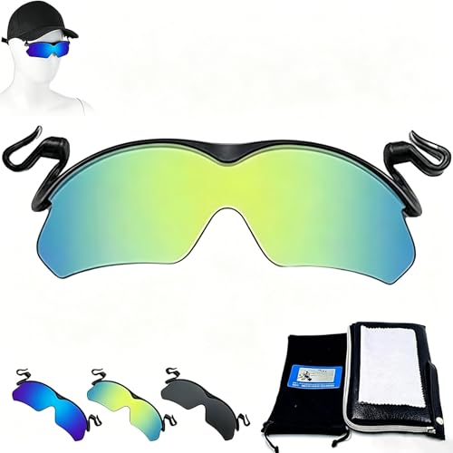 POCONT Clip Cap Sports Sunglasses Polarized Clip on Sunglasses Outdoor Polarized Clip Cap Glasses for Golf Cycling Fishing for Men Women (Green)