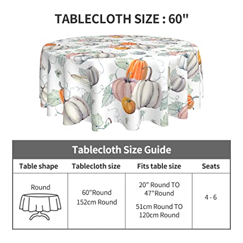 Sweetshow Thanksgiving Fall Round Tablecloth 60 Inch For Watercolor Autumn Pumpkin Tablecloth Polyester Washable Circle Table Cover Table Cloth For Kitchen Dining Room Picnic Patio Wedding Party #TOP3