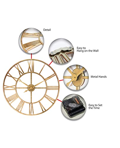 Infinity Instruments Ltd. Antique Tower 30 Inch Large Roman Numeral Wall Clock Indoor/Outdoor Patio Waterproof Oversized Decorative Contemporary Clock, 30-Inch Diameter Roman Numerals (Bronze) #TOP4