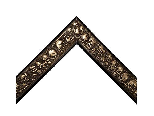 Impactint 1.25  Wooden Black and Silver Picture Frame with Metallic Skulls and Bones Pattern (16x20 Inch)