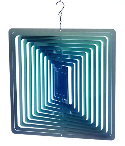 Spin-Art Spinners Mobile à Vent carré Bleu 30cm Grand modèle Cover