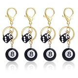 craftymelody 4 porta chiavi a 8 sfere in plastica nera palla da biliardo dadi con anelli in ferro portafortuna. 8 sfera in resina per gioielli sacchetto regalo accessori appesi