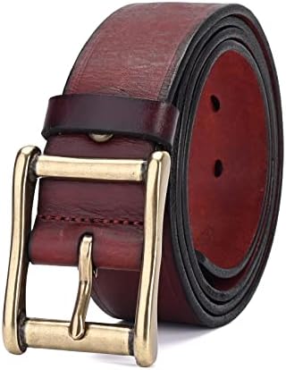 HOLMANSE Italian Full Grain Leather Belt Men Western Cowboy Belt for Jeans 1.5 Wide 7 Holes Gift Box Packaging