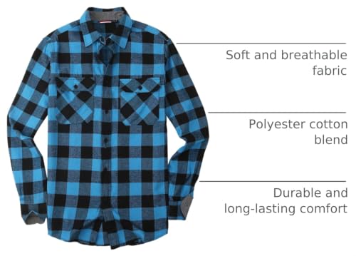 Image of WARHORSEE Flannel Shirt for Men Long Sleeve Button Down Plaid Shirts