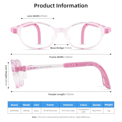 Image of EYEBUDDY Blue Light Glasses for Kids Boys Girls,Computer Gaming Bluelight Glasses,Fake Glasses for Ages 2-12