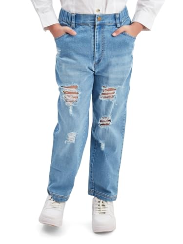Image of olele Girls Super Jeans Collection for 4-14 Yrs | Stretchable Cotton Denim Trousers | Blue Jeans for Kids | Baggy Denim Pants | Cargo Pants for Girls