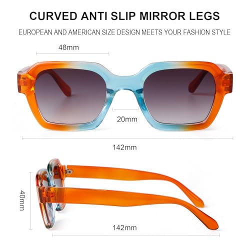 Trendy Hexagon Sunglasses for Women Men Vintage Square 70s 80s 90s Thick Frame Gradient Lens Sun Glasses UV Shades4