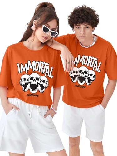 Image of LEOTUDE Couple Combo Men's Oversized T-Shirt & Women's Drop Shoulder Tshirt