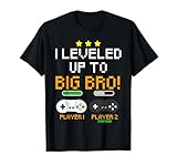 Big Bro Announcement Level Up Player 1 Player 2 Sibling Gift T-Shirt