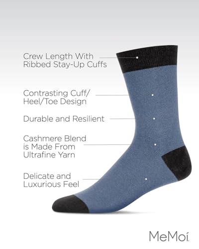 Men's Fancy Heels Cashmere Blend Crew Socks 10-13 / Medium Denim Heather3