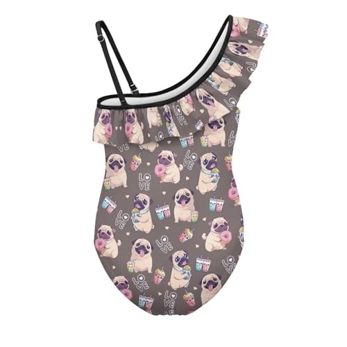 Image of Girls Swimsuit One Piece Ruffle Swimsuit Non-Slip Straps UPF 50+ for Girls Size 3-14 Years