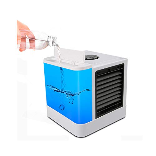 /- - Capacità del serbatoio dell'acqua - Questo ventilatore per l'aria condizionata ha un serbatoio d'acqua che può essere riempito con acqua o miscela di acqua di ghiaccio o altro liquido di aromaterapia. Il serbatoio dell'acqua mantiene la vostra stanza fresca per un massimo di 10 ore. Un indicatore integrato vi avviserà quando è il momento di riempire il serbatoio.