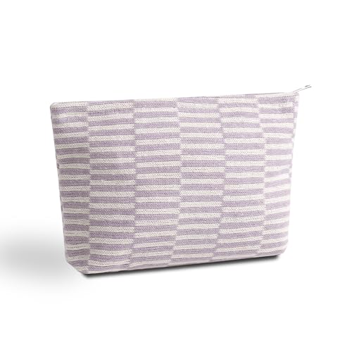 Dalulu Cosmetic Bag Cute Makeup Bag Y2k Accessories Aesthetic Make Up Bag Y2k Purse Checkered Makeup Bag Cosmetic Bag for Women (Purple white streak)