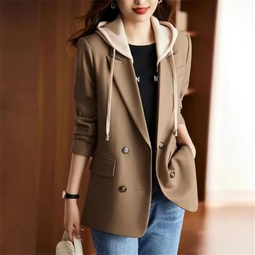 Women's Hooded Blazer Coat Business Casual Long Sleeve Thin Suit Jackets with Pockets2