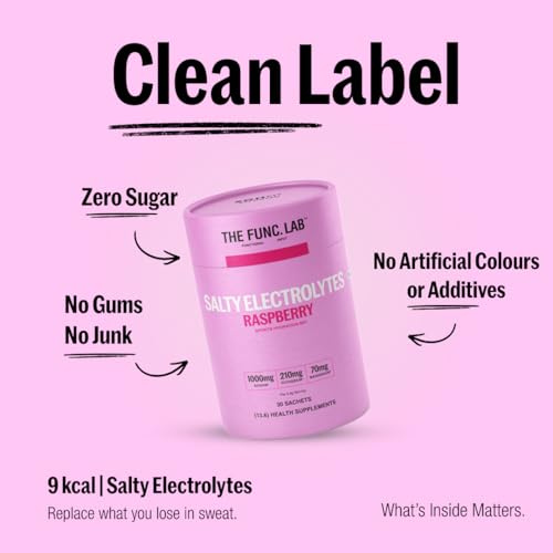 Image of The Func. Lab Daily Electrolytes - Salty Raspberry | 30 Sachets | Instant Hydration Powder with Sodium, Potassium, Magnesium | Sugar-Free, No Preservatives | Instant Energy, Performance & Recovery Drink