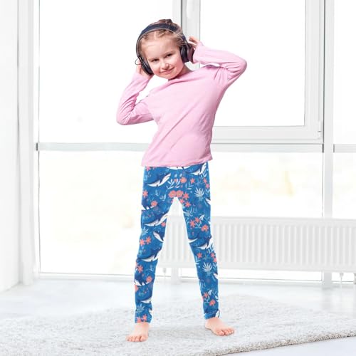 Shark Girls' Leggings Toddler Doodles Floral Kids Yoga Pants Dance Active Tights 4T4