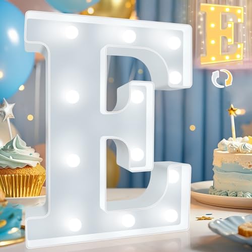 Image of Pooqla LED Marquee Letter Lights, Warm White and Cool White Decorative Lighted Letters, Light Up Alphabet Letters for Boys Girls, Party, Wedding, Bar, Night Light, Birthday Decoration, Letter E