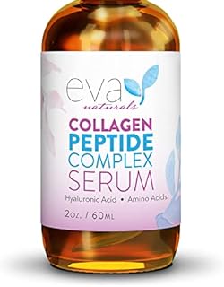 Collagen Peptide Serum - Anti Aging Collagen Serum for Face, Skin Brightening, Reduces Fine Lines & Wrinkles, Heals, and Repairs Skin, Microneedling Serum with Aloe Vera & Hyaluronic Acid - Peptide Complex Face Serum by Eva Naturals (2 oz)