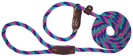 Leather Brothers British Rope Slip Dog Lead 4ft Purple/Berry/Teal