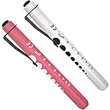 RISEMART Pen Lights for Nurses, 2 Pack Reusable Medical Pen Light with Pupil Gauge and Ruler, White...